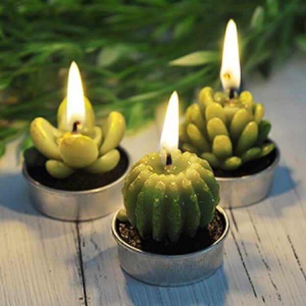 Cactus Lotus Tealight Candle Succulent Decorative Cute Mini Candles