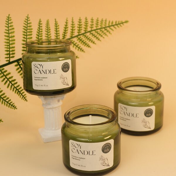 Hreecy Decor Custom Luxury Soy Candle 70g Nature Green Jar Scented Candle - Image 3