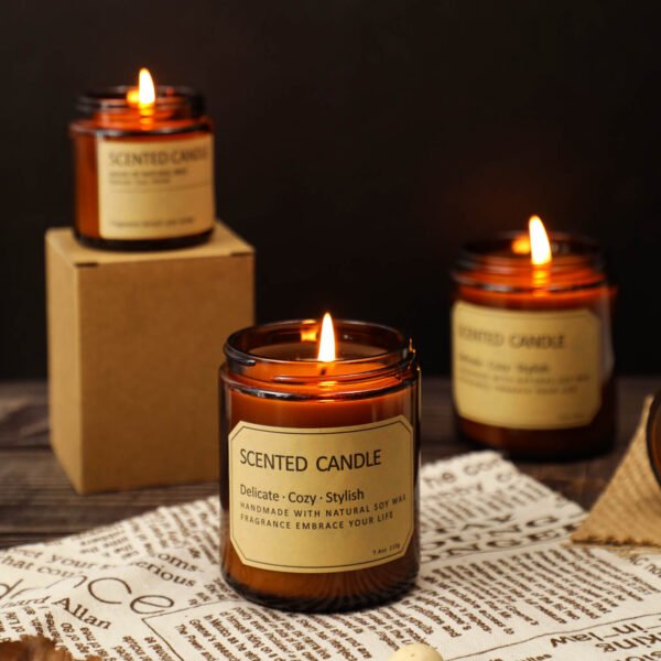 Luxury Brown Glass Jar Private Label Scented Candle
