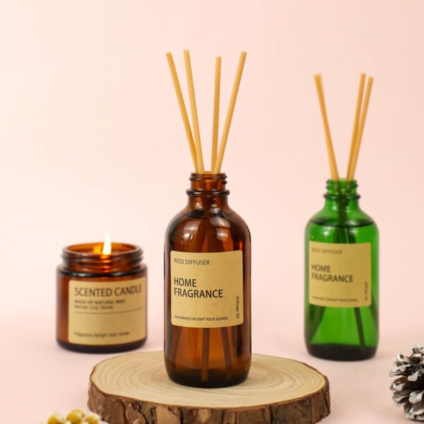 Vintage Style Brown Glass Bottles Home Perfume Fragrance 120ml Reed Diffuser Long Lasting (1)