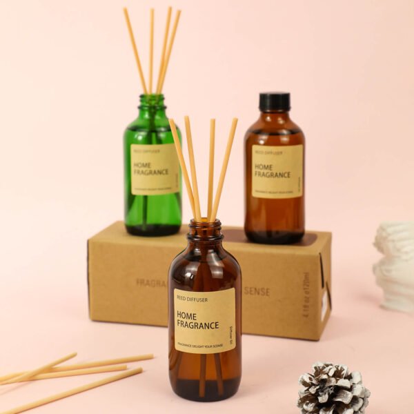 Vintage Style Brown Glass Bottles Home Perfume Fragrance 120ml Reed Diffuser Long Lasting (1)