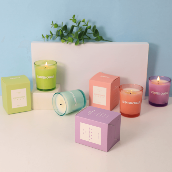 Hreecy Custom Decorative 70g Soy Wax Candle Macaron Color Glass Scented Candle - Image 3