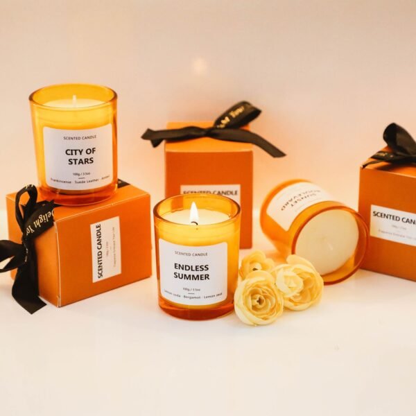 Hreecy Custom Luxury Soy Wax Candle 100g Orange Glass Scented Candle