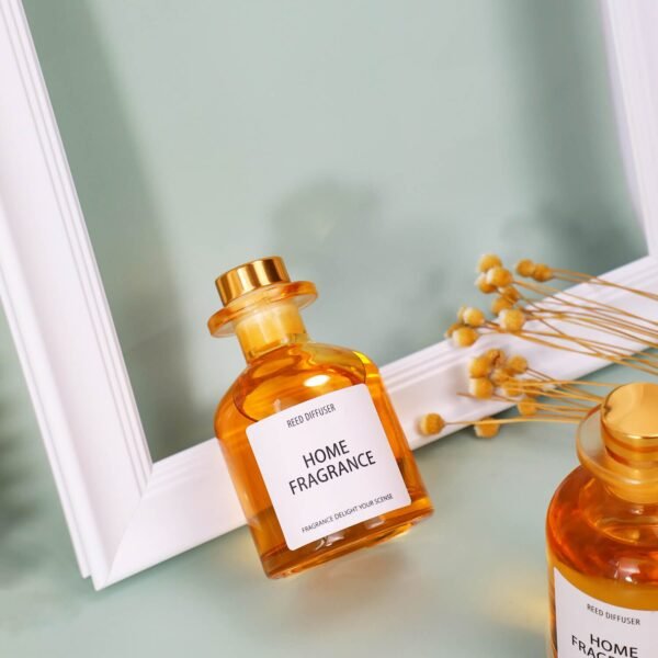 Hreecy luxury Orange Glass Bottles Home Perfume Fragrance 100ml Reed Diffuser for Hotel - Image 4
