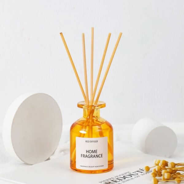 luxury Orange Glass Bottles Home Perfume Fragrance 100ml Reed Diffuser for Hotel
