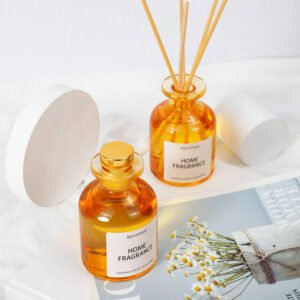 luxury Orange Glass Bottles Home Perfume Fragrance 100ml Reed Diffuser for Hotel