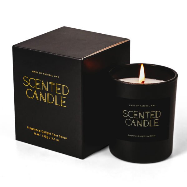 black glass scented candle