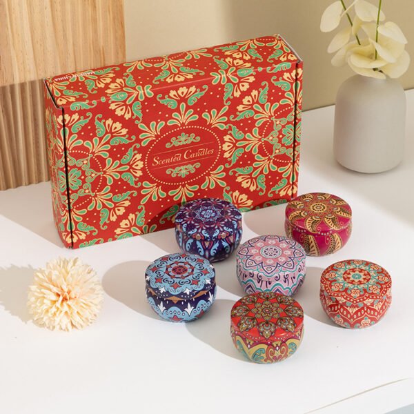 Hreecy Decor Bohemian Tin Scented Soy Wax Candle with Dry Flowers Gift Set - Image 2