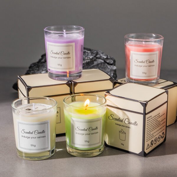 Hreecy Decorative 50g Colorful Wax Candle Clear Glass Scented Candle for Gifts