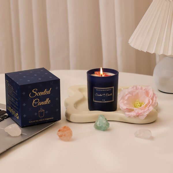 hreecy dark blue glass crystal stone scented candle (4)