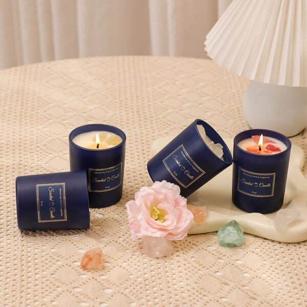 hreecy dark blue glass crystal stone scented candle (4)
