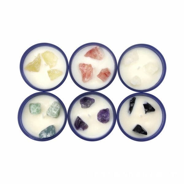 Hreecy Decor Custom Luxury Candle 150g Dark Blue Glass Scented Candle with Crystal Stone - Image 5
