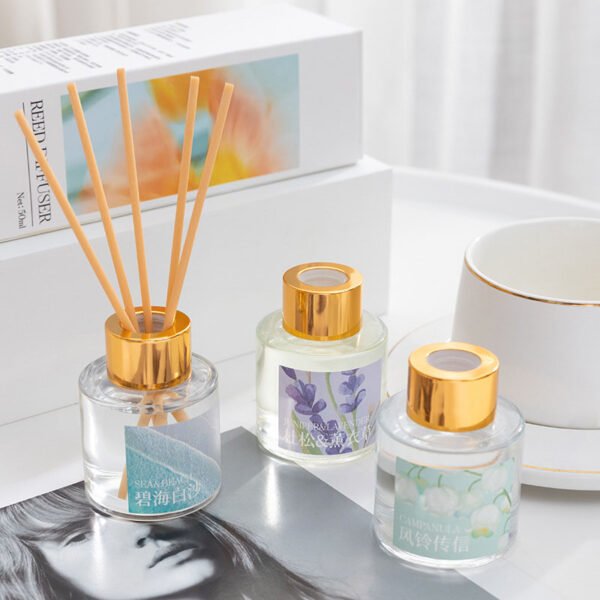 Hreecy Clear Glass Flower Home Perfume Fragrance Custom Label 50ml Reed Diffuser