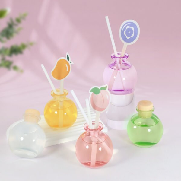 Hreecy Round Glass Bottles Fruit Home Perfume Fragrance 100ml Reed Diffuser for Hotel